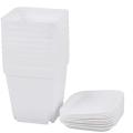 50pack 2.7inch White Square Plastic Plant Pots with Saucer for Garden