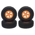 4pcs Tires& Wheel Rims for 1/10 Rc Terrain Truck Traxxas Slash,orange