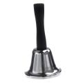 Black Wooden Handle School Silver Tone Handbell