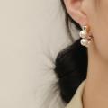 Korea C Shape Imitation Pearl Metal Stud for Women Party Jewelry