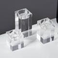 Candle Holder Solid Crystal Clear Square Glass Pillar for Home 3