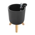 Green Plant Flower Pot with Wooden Legs Stand for Balcony Decor-gray