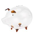 Pig Bank Money Boxes Coin Saving Box Transparent Glass Brown