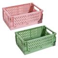 Collapsible Plastic Folding Storage Box Cosmetic Container Pink