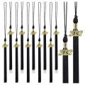 20pcs Tassels Academic Cap Hat with 2022 Gold Charm (black)