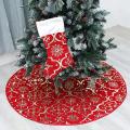 1 Set Christmas Tree Skirt with Stocking for Home Decoration, Red