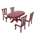 5pcs 1:12 Dollhouse Dining Table Chair Set Wooden Toy for Dollhouse