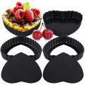 For Baking, 6pcs 4.13inch Heart-shaped Carbon Steel Quiche Pan