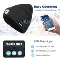 Bluetooth Hat with Lamp, Musical Knitted Cap (navy Blue)
