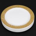 Gold Disposable Plastic Plates -lace Design Party 50pack-7.5inch