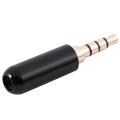 3.5mm 4 Pole Male Plug Solder Connector Gold Tone Black for 4mm Cord