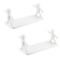 Bathroom Storage Shelves Doll Villain Shelf Self-adhesive White 2pcs