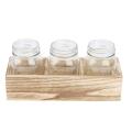 1set Mason Jar Glasses with Wood Holder Stand, Home & Kitchen Decor