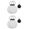 10 Pack Sublimation Blanks Keychain Pu Leather Keychain(black Round)