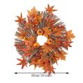 Artificial Fall Wreath, Wreath with Maple Leaves Pumpkin and Berries