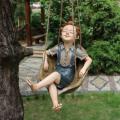 Cartoon Swing Boy Statue Resin Ornament for Home Courtyard Decoration