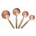 Measuring Cups Spoons Wood Handle Stainless Steel Baking Kit 4pcs B