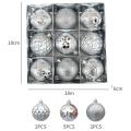 9 Pieces/set Of Boxed Christmas Ball Set, Glitter Ball, (silver)