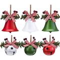 6 Pcs Christmas Bells Ornaments Cutouts Christmas Bells with Berry