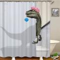 Funny Dinosaur Shower Curtain Bathroom Curtain with Hook Dinosaur