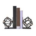 2 Pack Geometric Bookend for Lightweight Books Or Organizer,gold