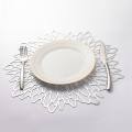 12pcs Pvc Placemat for Dining Table Hollow Pad Coaster Pads Silver