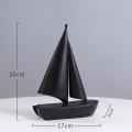 Creative Ins Light Luxury Sailing Resin Decorations, Black