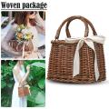 Rattan Woven Bag Retro Style Bag Handbag Beach Bag Storage Basket