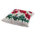 Poppy Flowers Linen Pillow Case 18 Inch X18 Inch: Red + Green