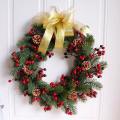 Artificial Christmas Wreath Green Branches with Red Berries 45cm