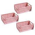 Collapsible Plastic Folding Storage Box Cosmetic Container Pink