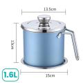 Bacon Grease Container 1.6l Cooking Oil Storage Can(blue)