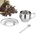 Set Of 6 Coffee Cup with Spoon Set,stainless Steel 125ml/4.2 Oz