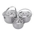 Camping Cookware Set Stainless Steel Cooking Pots and Pans 3pc