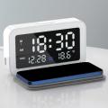 6 In 1 Alarm Clock Wireless Charger with Digital Led for Bedroom 15w