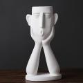 Retro Vase Ornaments with Hands Holding Cheeks Home Decoration White