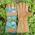 Olson Deepak Womens Gardening Gloves with Grain Leather(long-cuffs)