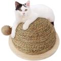 Cat Toy Wooden Bottom Plate Straw Semicircular Grinding Claw Climbing