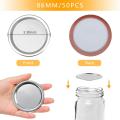 50 Pcs Wide Mouth 86mm Mason Jar Lids,reusable Silverwith Seals Rings