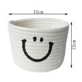 Smile Small Woven Cotton Rope Storage Baskets, White