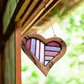 Wooden Acrylic Heart Ornaments Hanging for Home Garden Decor,pink