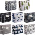 8pcs Canvas Cosmetic Bags Printed Makeup Bag Organizer Pouch,8 Styles