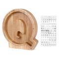 Wooden Personalized Piggy Bank Toy Alphabet for Kids (alphabet-q)
