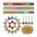 80pieces Crystal Birthstone Charms Gold