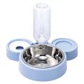 Pet Food and Water Bowl Feeder All-in-one Cat Bowl and Dog Bowl Blue