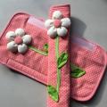 4pcs Flower Polka Dot Door/refrigerator Handle Cover Gloves Pink
