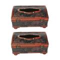 Retro Copper Ring Pattern Wooden Paper Box Holder Decor New:retro Red