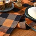 13x108inch Black and Orange Plaid Table Runner,for Party Home Decor