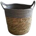 Foldable Natural Straw Woven Flower Pot Woven Basket Home Decor, A