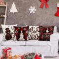 Farmhouse Holiday Linen Pillow Case for Sofa Christmas Decorations